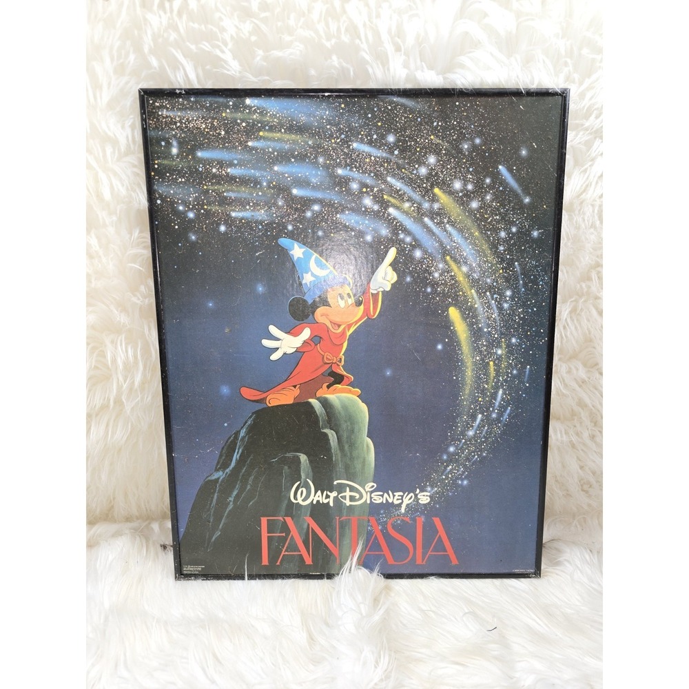 1987 WALT DISNEY MICKEY MOUSE Fantasia Vintage Disneyana POSTER Wall Framed
